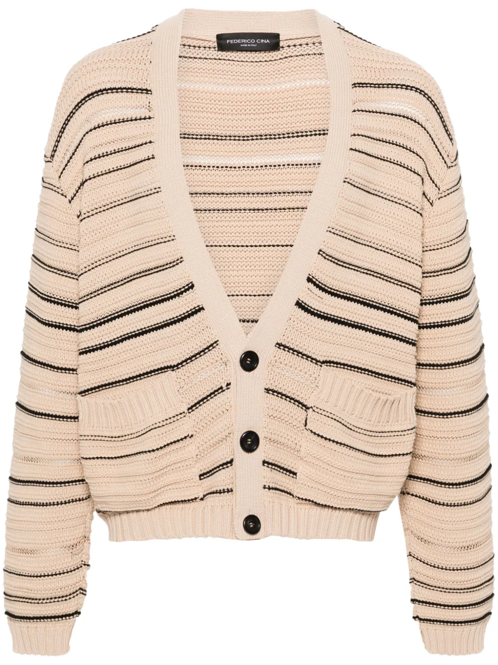 V-neck striped cardigan