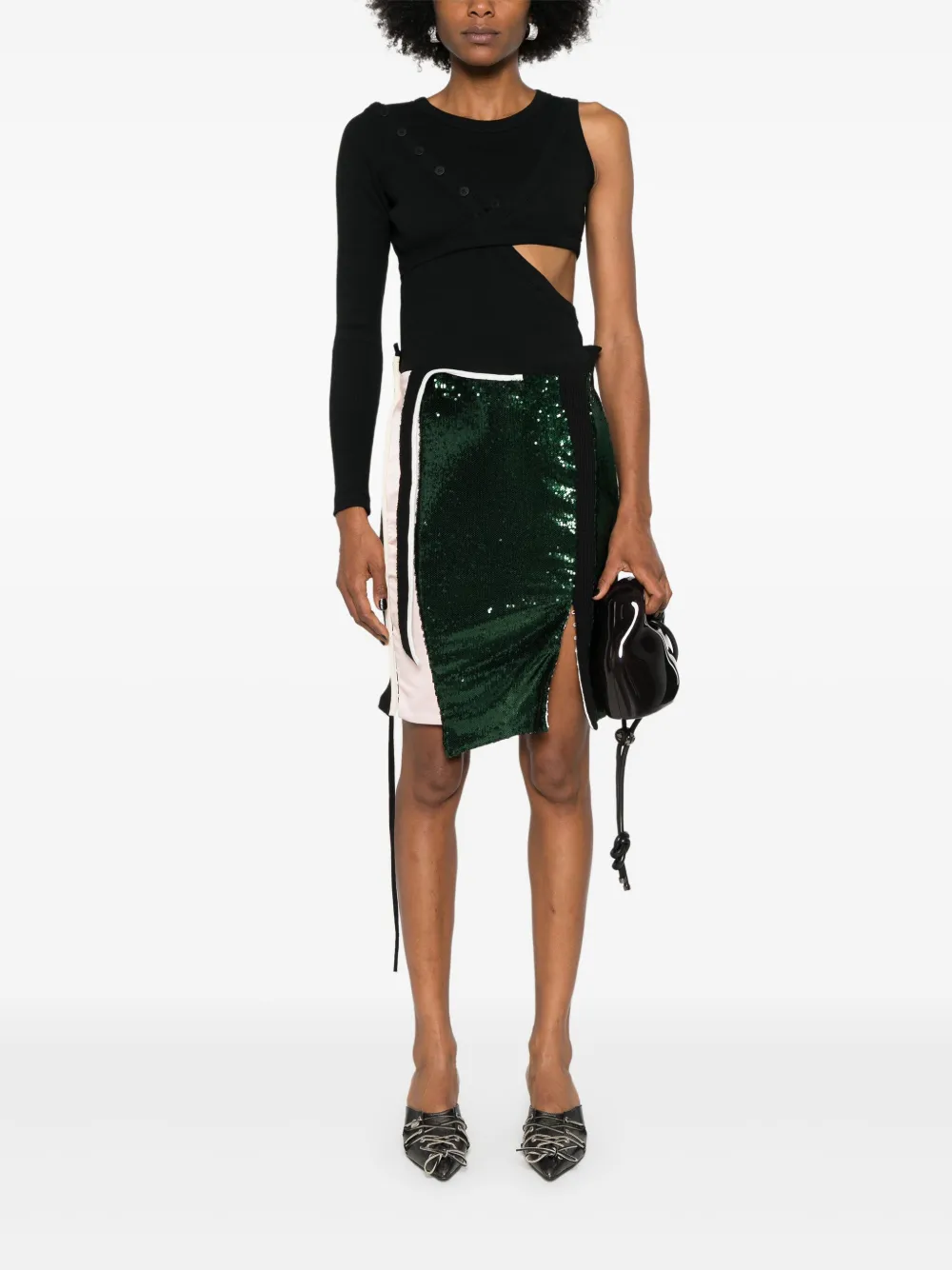 Ottolinger Asymmetrische rok met pailletten - Groen