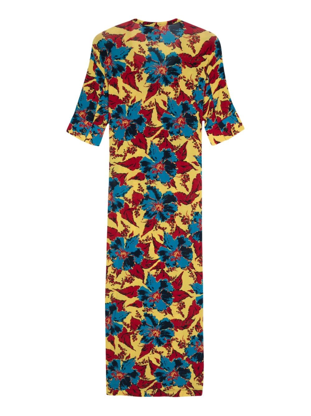 Shop Colville Floral-print Gathered Midi Dress In Yellow