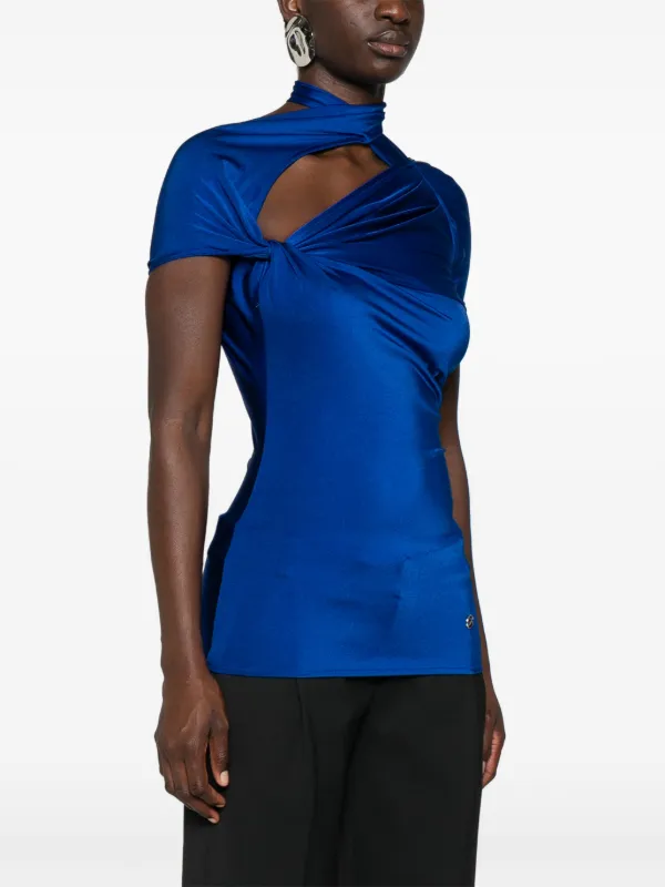Coperni Blusa Assimétrica Com Drapeado | Azul | FARFETCH BR