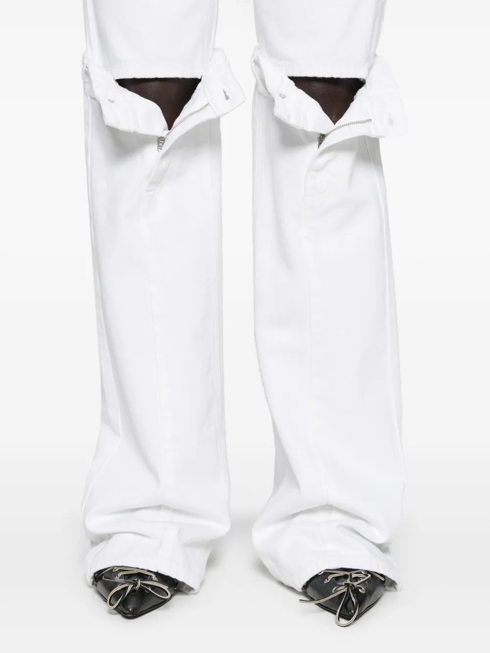 Shop Coperni Open-knee Flared Jeans In White