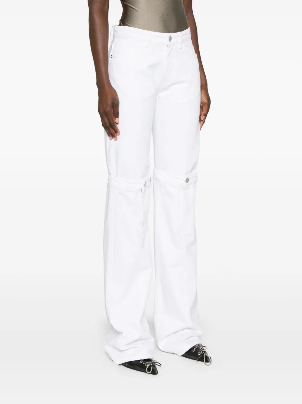 Shop Coperni Open-knee Flared Jeans In White