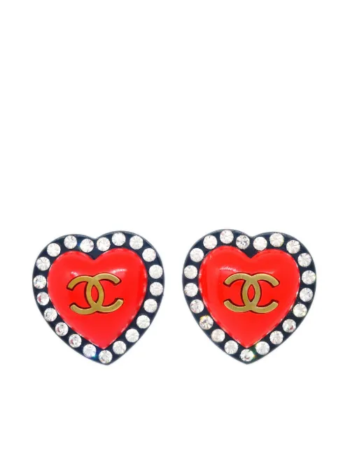 Boucles d'oreilles clip CC Heart (1995) - CHANEL Pre-Owned - Modalova