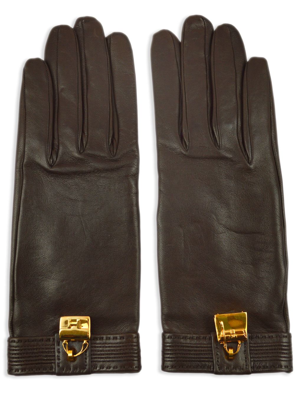 Pre-owned Hermes 1990-2000 Kelly Jige Gloves In Brown