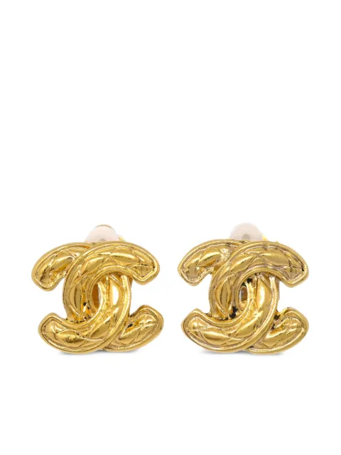 CHANEL Pre-Owned 1990-2000s CC diamond-quilted clip-on earrings