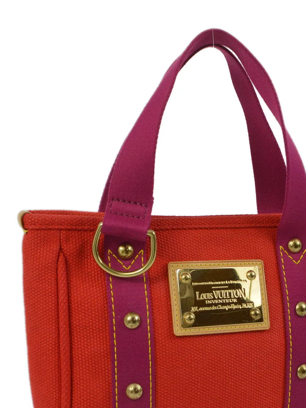 Pre-owned Louis Vuitton 2005 Pm Antigua Cabas Tote Bag In Red