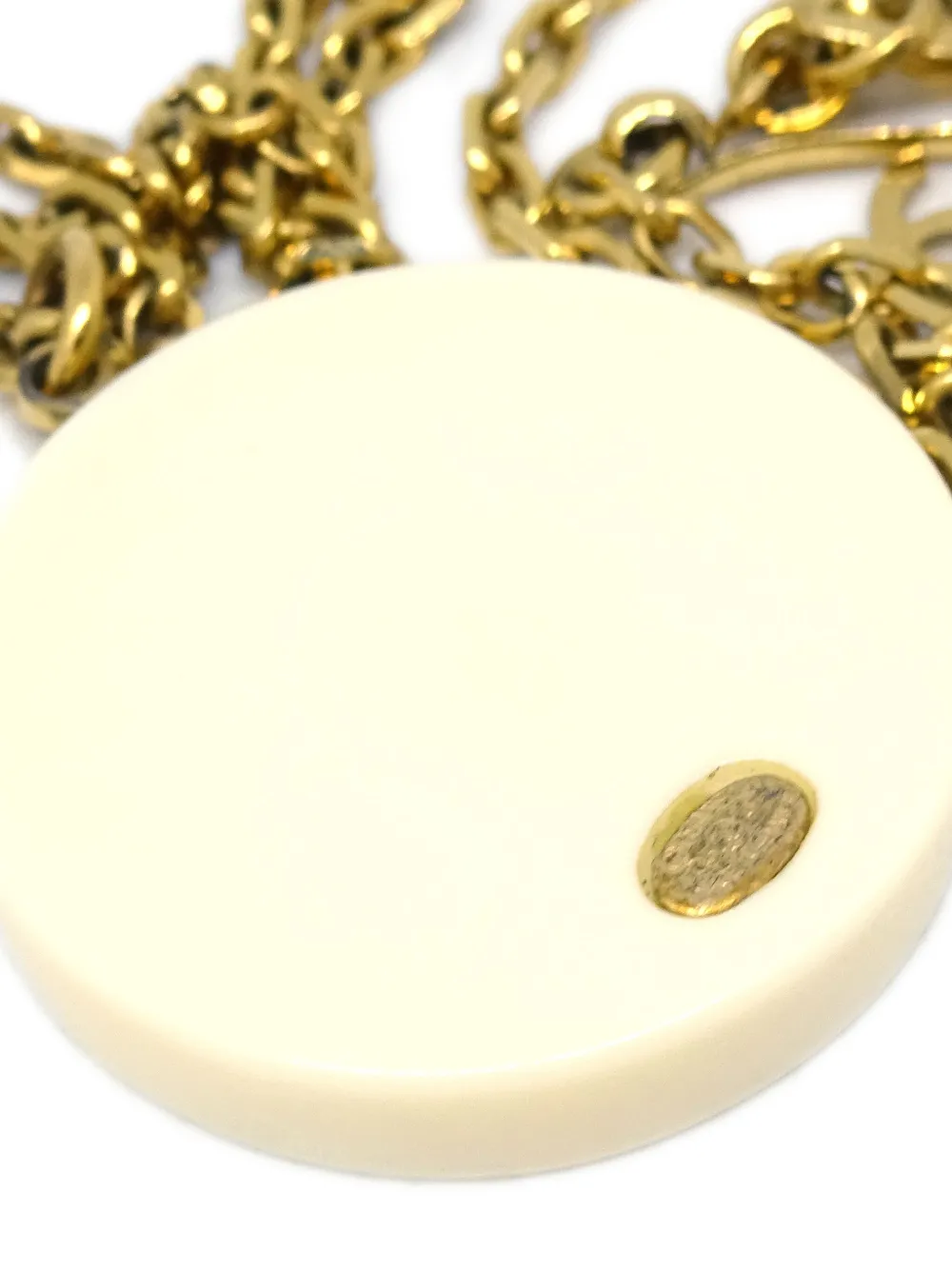 Pre-owned Chanel 2003 Gold Plated Cc Pendant Necklace