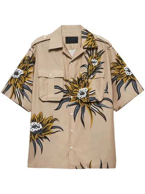 Prada short-sleeve floral-print cotton shirt