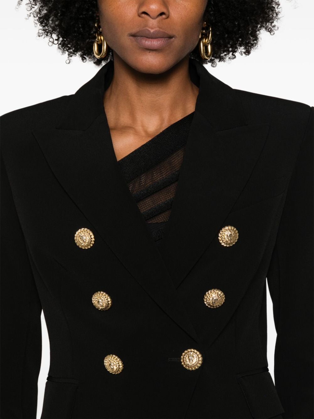 Shop Balmain Double-breasted Blazer In Black