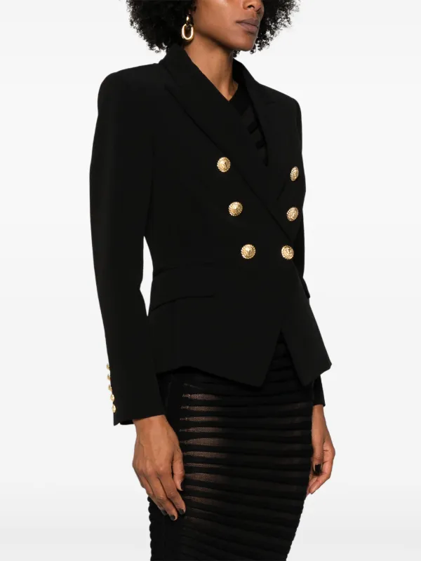 Balmain double breasted Blazer Black FARFETCH KW