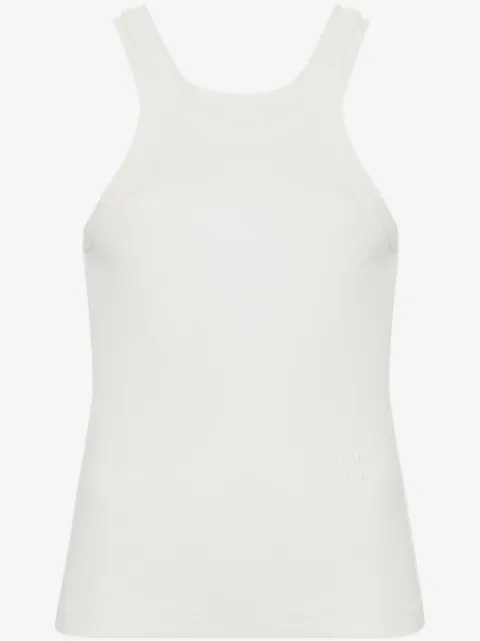 Closed logo-embroidered ribbed tank top