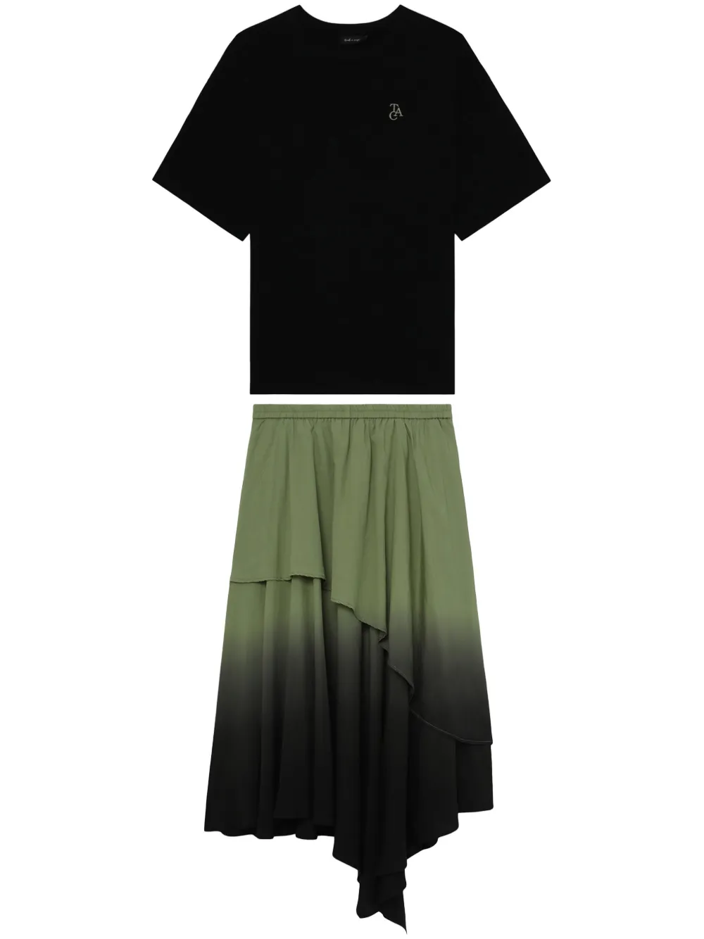 Tout A Coup Layered Cotton Midi Skirt In Black