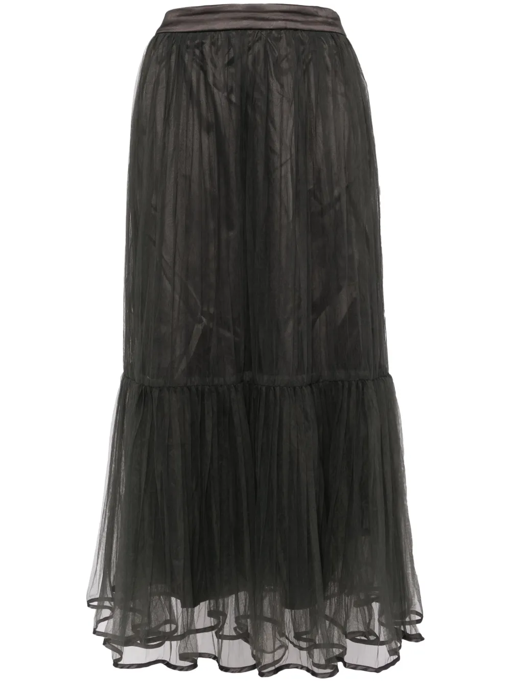 Tout A Coup Satin Hem Tulle Skirt In Black