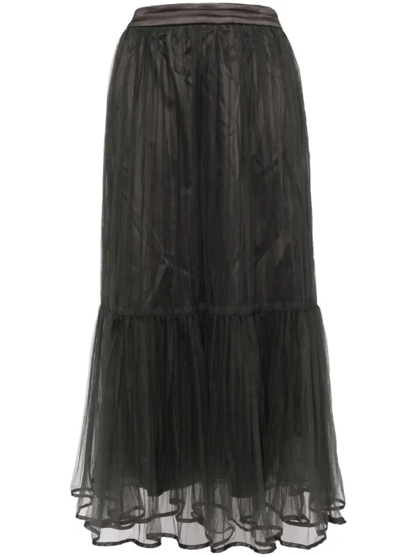 Tout a Coup Satin Hem Tulle Skirt Grey FARFETCH ID