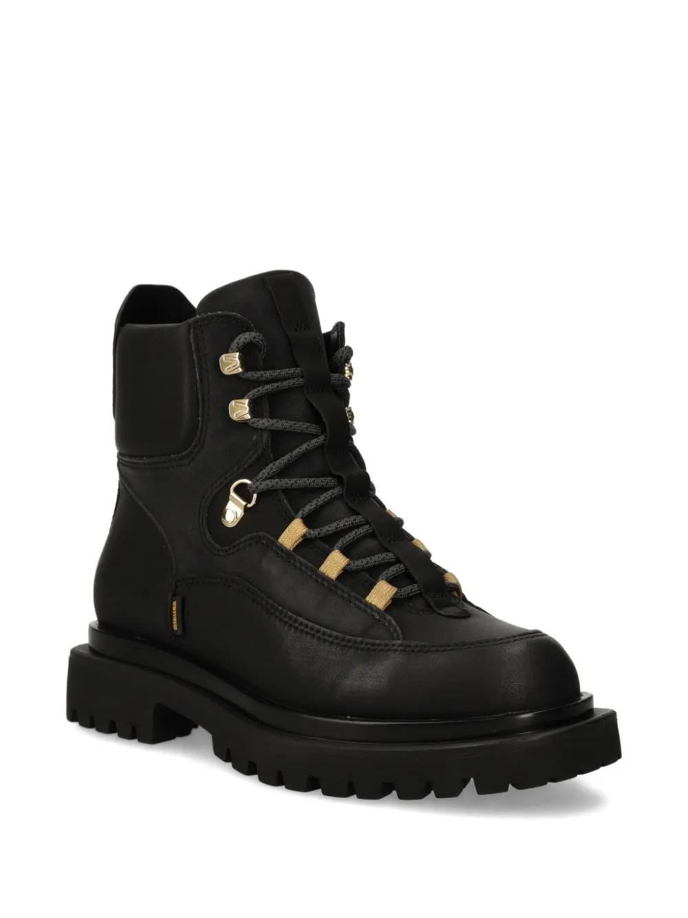 Blauer Lace-up Combat Boots In Black