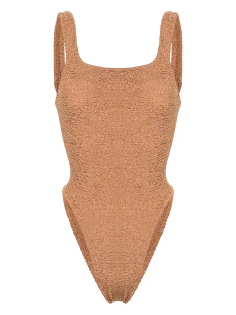 Hunza G crinkled-effect open-back swimsuit
