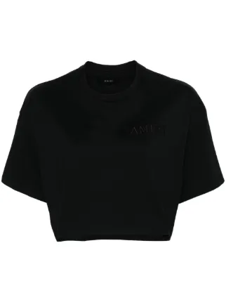 Tシャツ・カットソー Amiri Crop T-shirt AMIRI embroidered-logo Cropped T-shirt | Black | FARFETCH