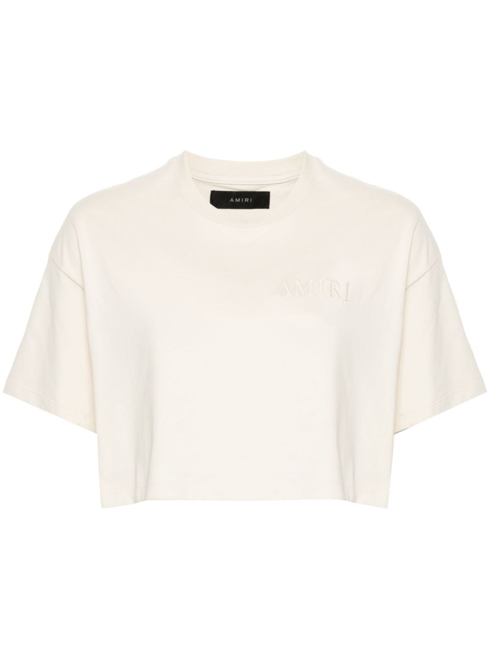 Amiri Embroidered-logo Cropped T-shirt In Neutral