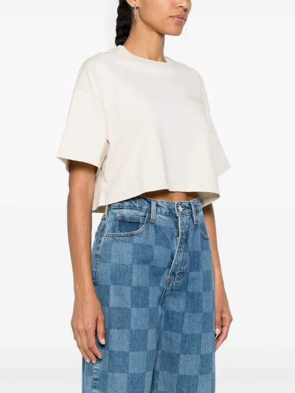 【AMIRI】クロップド丈Tシャツ AMIRI クロップド Tシャツ | ニュートラル | FARFETCH JP
