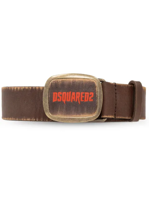 DSQUARED2 logo-plaque leather belt Men