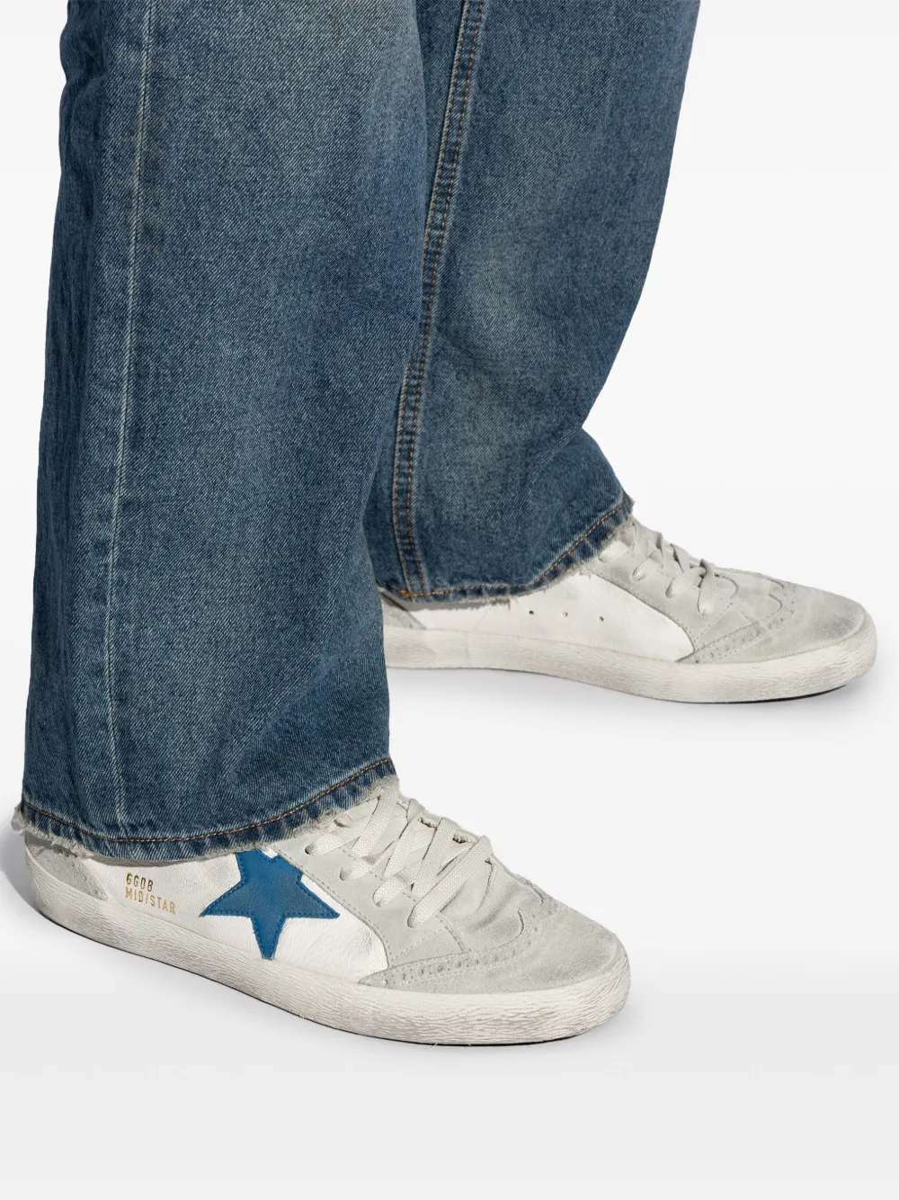 Golden Goose Mid Star sneakers met gerafeld effect Grijs