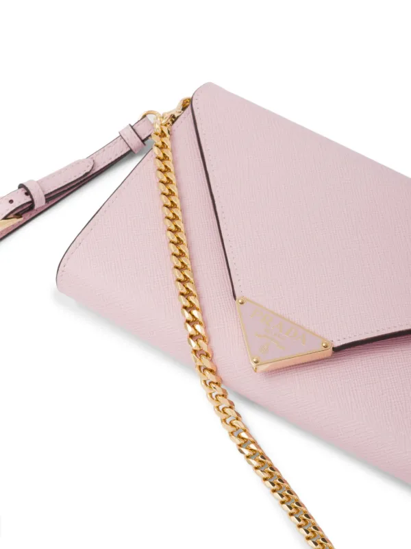 Prada Saffiano Leather Envelope Clutch | Pink | FARFETCH