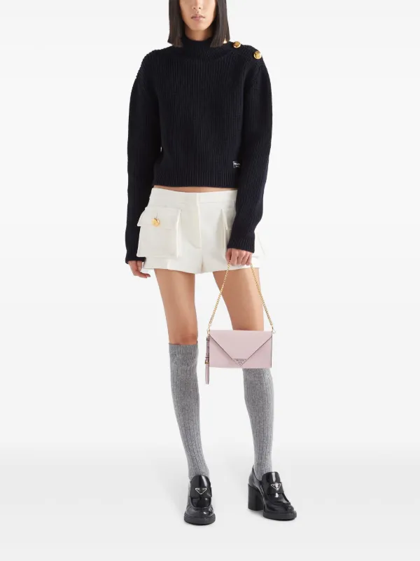 Prada Saffiano Leather Envelope Clutch | Pink | FARFETCH