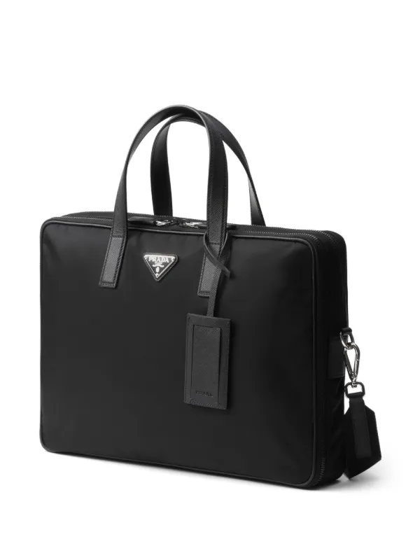 Prada logo plaque Laptop Bag Black FARFETCH AO