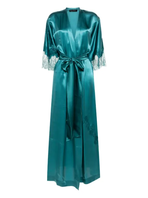 Carine Gilson lace-trim silk long robe