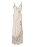 Carine Gilson lace-trim silk long nightdress - Neutrals