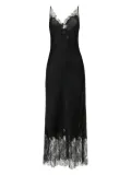 Carine Gilson lace-trim silk long nightdress - Black