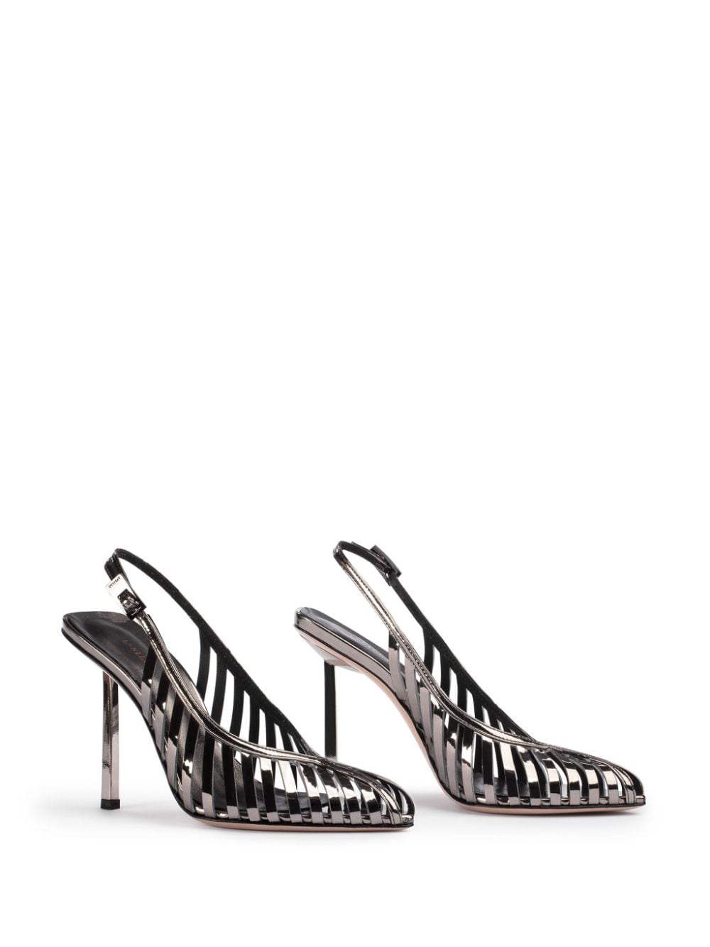 Shop Le Silla Cage 100mm Slingback Pumps In Silver