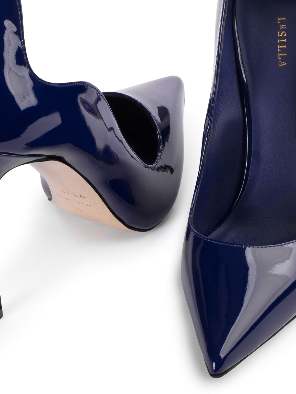 Navy blue patent leather pumps on sale