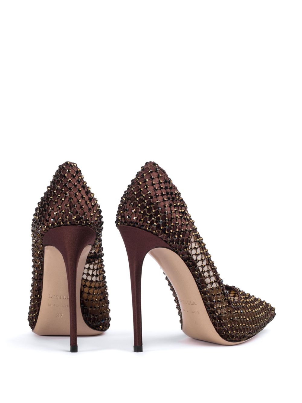 Le Silla Gilda slingback pumps verfraaid met stras 120 mm Bruin