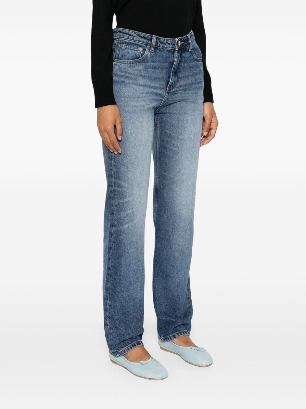 Shop Apc Kylie Mid-rise Straight-leg Jeans In Blue