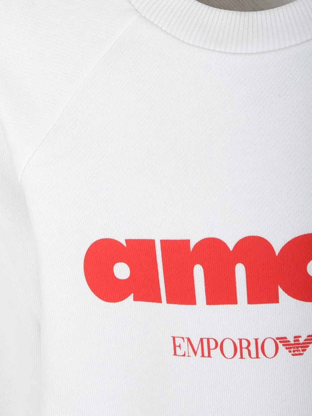 Shop Emporio Armani Amore Crew-neck Sweatshirt In White