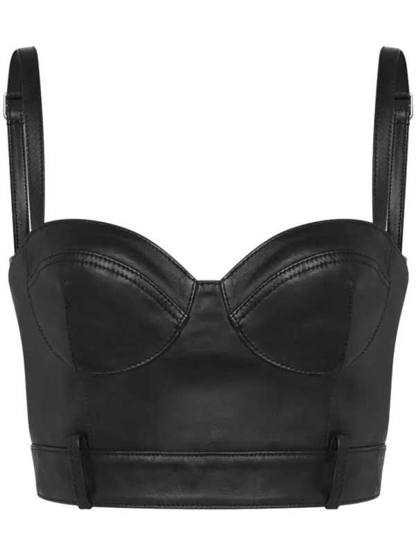 MOSCHINO JEANS Sheepskin Bustier Top Black FARFETCH HK