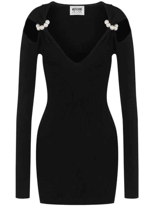 MOSCHINO JEANS faux pearl Detailing Dress Black FARFETCH AE