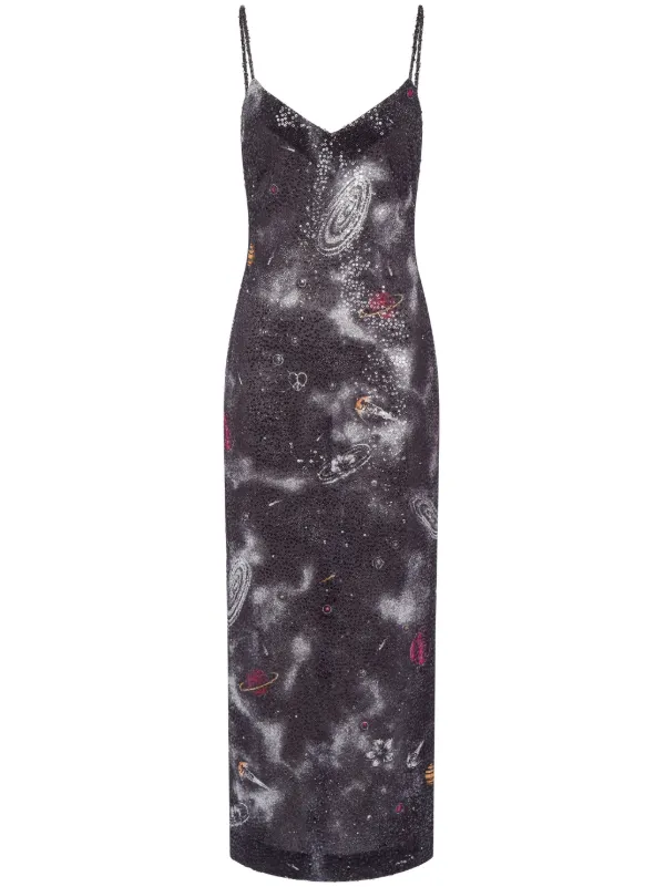 Moschino Jeans Astral Pattern Maxi Dress - Grey