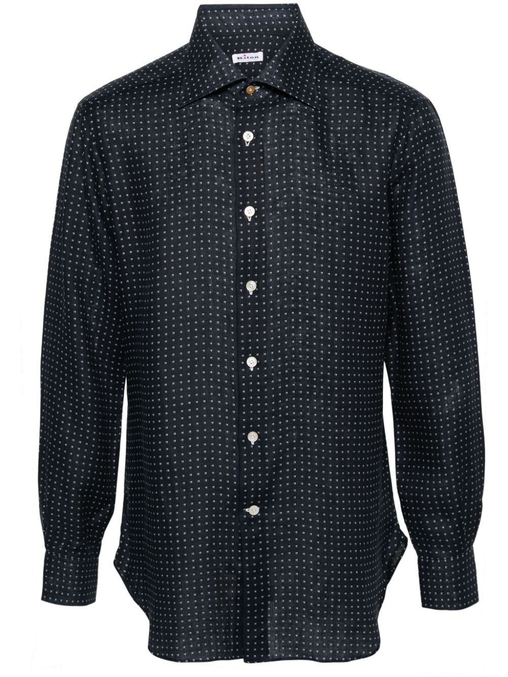 Kiton Patterned Linen Shirt In Blue