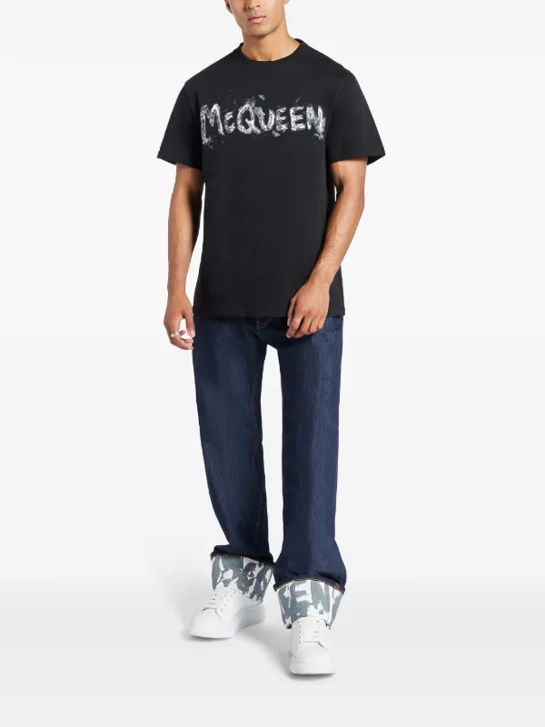 Alexander McQueen McQueen Graffiti Straight Jeans | Blue Alexander McQueen McQueen Graffiti Straight Jeans | Blue