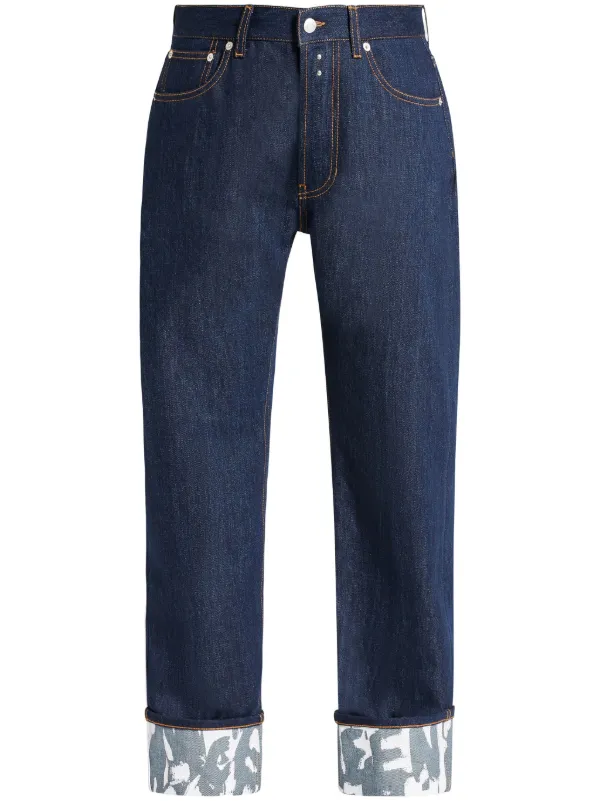 Alexander McQueen McQueen Graffiti Straight Jeans | Blue Alexander McQueen McQueen Graffiti Straight Jeans | Blue