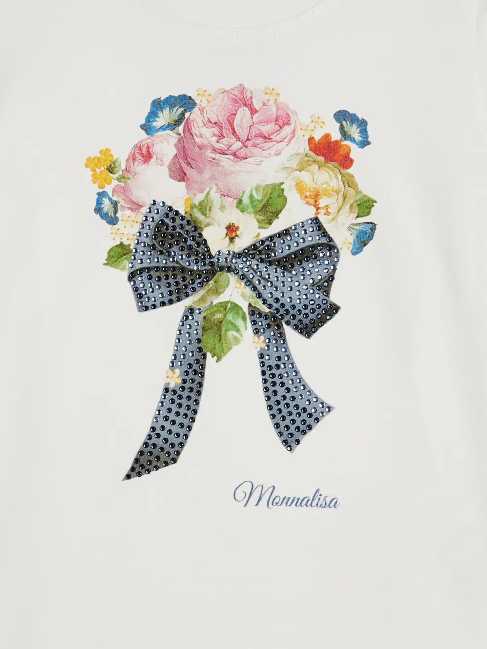 Monnalisa Jersey T-shirt met boeketprint Wit