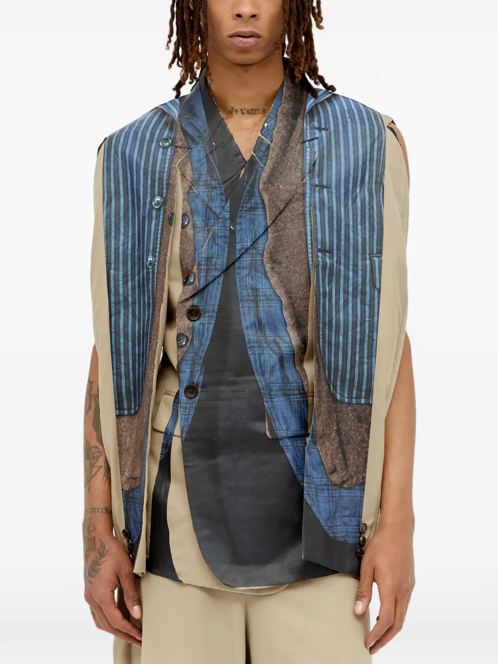 Comme des Garçons Homme Plus Giacca-camicia smanicata - Toni neutri