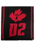 DSQUARED2 D2 logo frayed scarf - Black