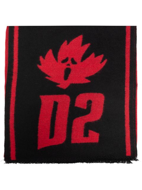 Dsquared2 D2 logo frayed scarf