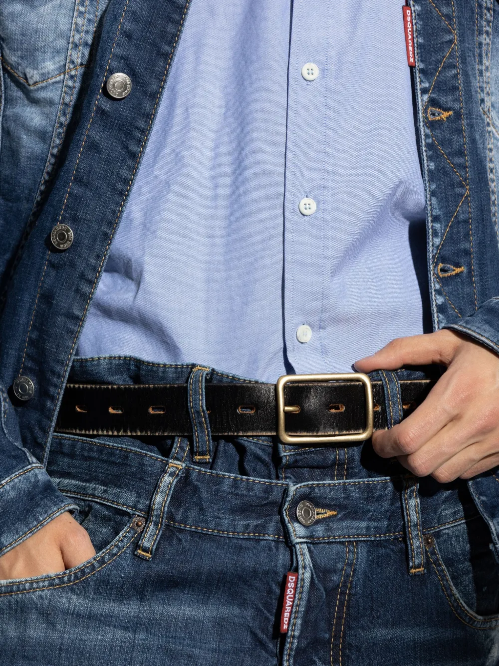 DSQUARED2 Leren gespriem Zwart