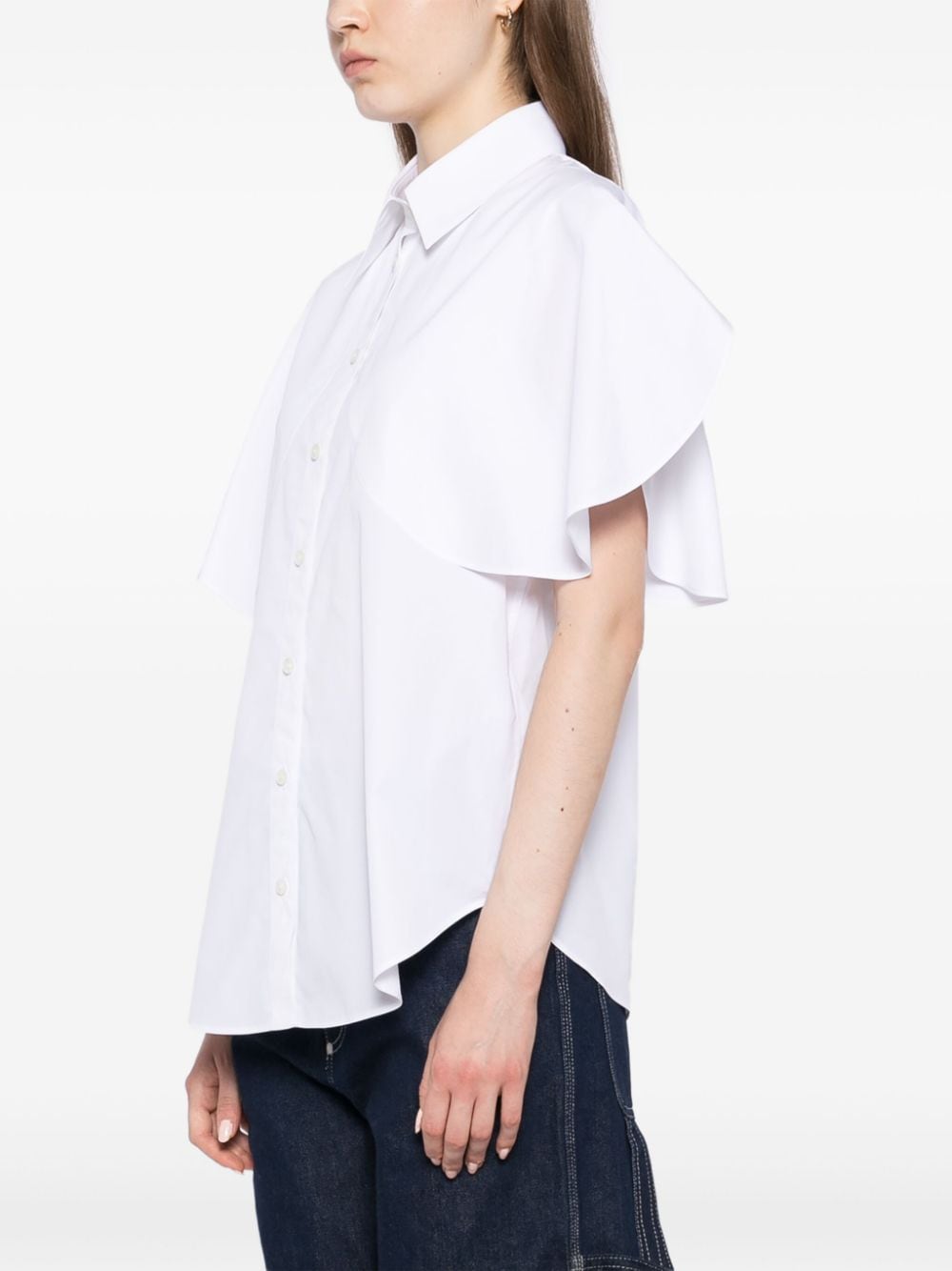 Shop Stella Mccartney Flared Short Sleeves Shirt In White