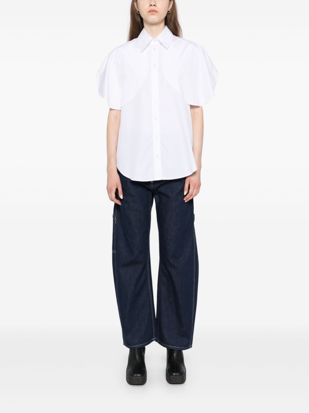 Shop Stella Mccartney Flared Short Sleeves Shirt In White