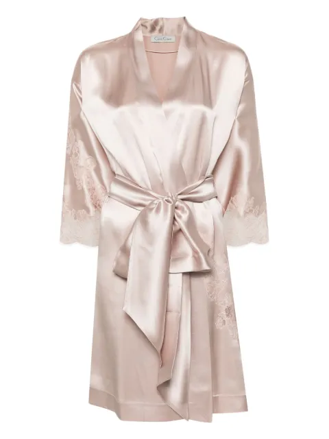 Carine Gilson Calais-Caudry lace-trim silk robe